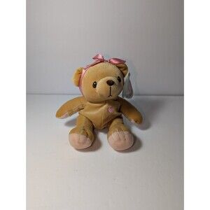 Cherished Teddies Ava Plush Bear 1996 Enesco w/Tag Pink Bow Heart Embroidery 8"